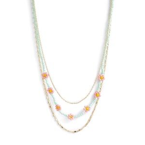 BP. Layered Mint Green Daisy Bead Necklace